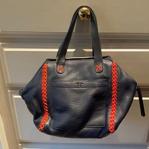 Tory Burch navy & red doctor bag